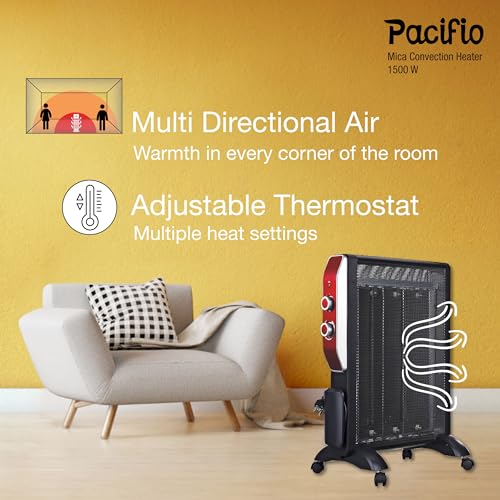 Havells Room Heater 2000Watt Pacifio Mica|Micathermic Technology for Rapid&Instant Heating|Silent Operation,Comfortable Breathing&Anti Dryness|2 Heat Setting|2 Year Warranty|Black&Rose Gold