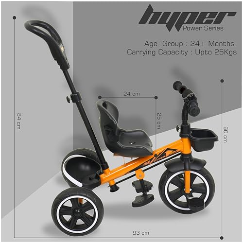 Luusa TFT Hyper 500 PRO Canopy/Plug N Play Trike/Baby Tricycle with Parental Control for 1 Years to 4 Years Boys/Girls/Carrying Capacity Upto 30kgs Proudly Made in India,Pink,Black