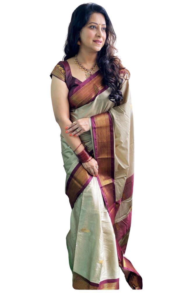 SGF11 Women's Kanjivaram Soft Lichi Silk Saree With Blouse Piece