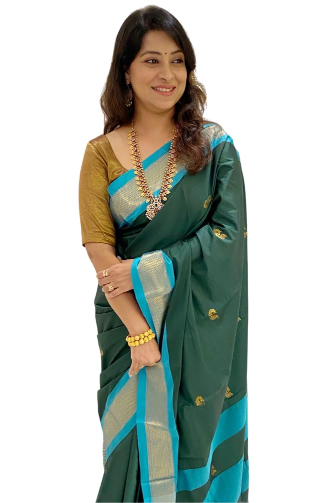 SGF11 Women's Kanjivaram Soft Lichi Silk Saree With Blouse Piece