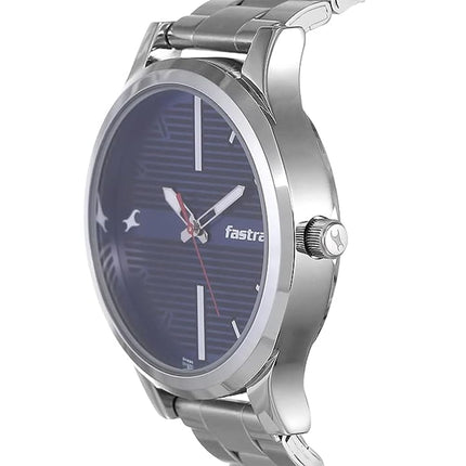 Fastrack Fundamentals Quartz Analog Blue Dial Stainless Steel Strap Watch for Guys-NS38051SM03