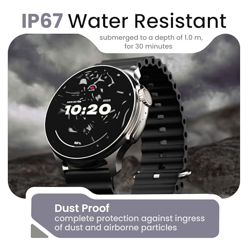 Boult Newly Launched Rover Pro Smart Watch 1.43'' AMOLED, Bluetooth Calling, IP68, Zinc Alloy Frame, 1000 Nits Brightness, AI Voice Assistant, SpO2 Monitoring, 120+ Sports Mode Smartwatch (Regal)