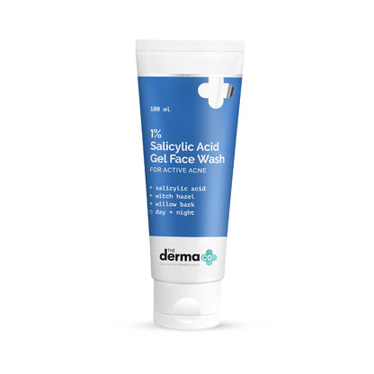 The Derma Co 1% Salicylic Acid Gel Face Wash with Salicylic Acid & Witch Hazel for Active Acne - 100 ml