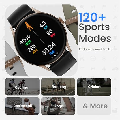 Boult Newly Launched Rover Pro Smart Watch 1.43'' AMOLED, Bluetooth Calling, IP68, Zinc Alloy Frame, 1000 Nits Brightness, AI Voice Assistant, SpO2 Monitoring, 120+ Sports Mode Smartwatch (Regal)