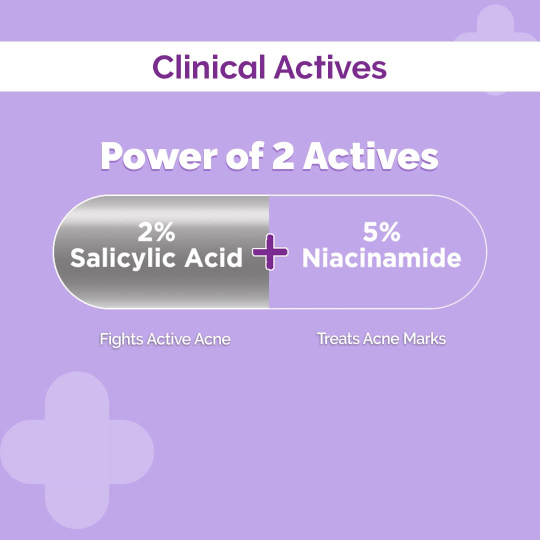 The Derma Co Sali-Cinamide Anti-Acne Face Serum I 2% Salicylic Acid & 5% Niacinamide I Fights Active Acne & Treats Acne Marks I Serum For Acne Prone & Oily Skin I Power Of 2 Actives - 30ml