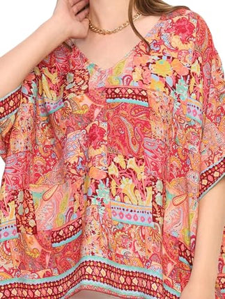 KE KANHA EXPORTS top Stylish Women Tops Multi-Neck Option-Round,v-Neck,Boat Neck Loose fit Variety of Sleeves Tops Boho Floral Western top fit to All Women Shape