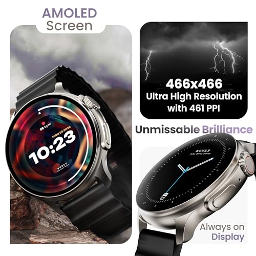 Boult Newly Launched Rover Pro Smart Watch 1.43'' AMOLED, Bluetooth Calling, IP68, Zinc Alloy Frame, 1000 Nits Brightness, AI Voice Assistant, SpO2 Monitoring, 120+ Sports Mode Smartwatch (Regal)