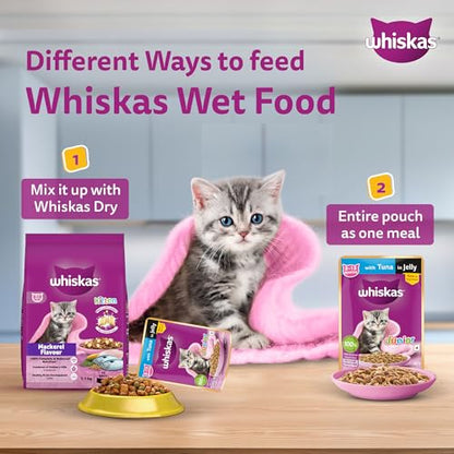 Whiskas Junior Kitten (2-12 Months) Wet Cat Food, Tuna in Jelly, 80 g, Hydrating Food Made With Real Fish, 100% Complete & Balanced Nutrition for Kittens