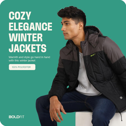 Boldfit Jacket For Men Winter Wear Puffer Jacket For Men Monsoon Winter Wear for men Men Hooded Winter Jackets For Men Padded Bomber Jacket For Men Full Sleeve Mens Jacket Winter Mens jacket Man