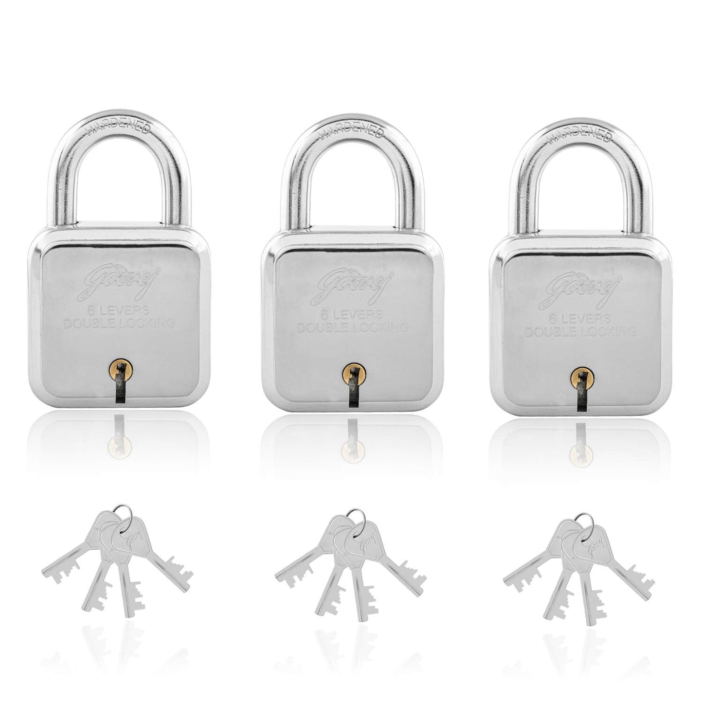 Godrej Locks I Square 6 levers 50mm I 4 Keys I Padlock for Main Door I Gate Lock I Lock for Tool Box, Shutters, Shops & Offices I Corrosion Resistant Shackle I Silver Finish