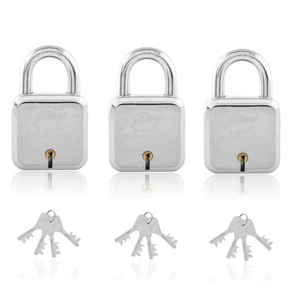 Godrej Locks I Square 6 levers 50mm I 4 Keys I Padlock for Main Door I Gate Lock I Lock for Tool Box, Shutters, Shops & Offices I Corrosion Resistant Shackle I Silver Finish