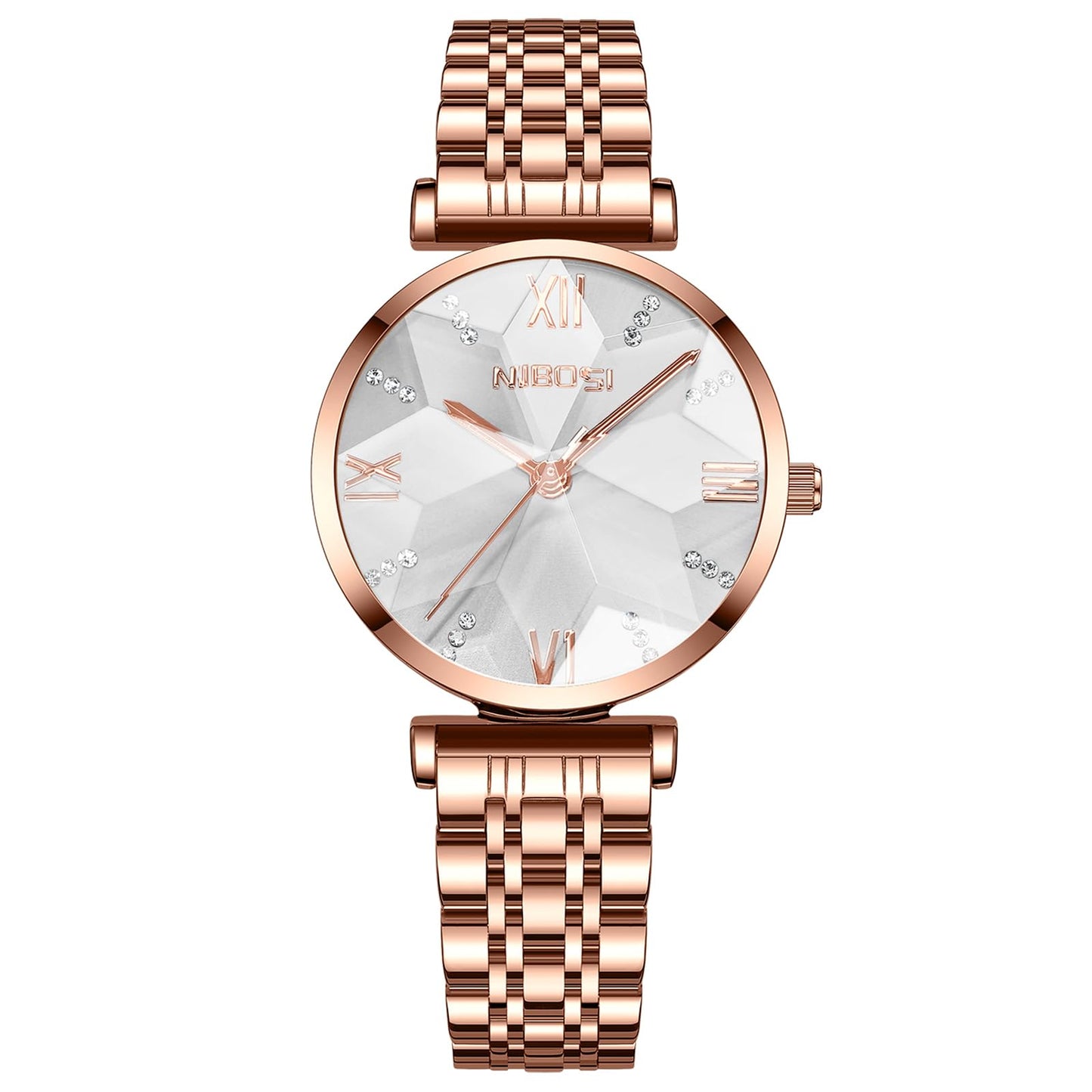 NIBOSI Women Stainless Steel Watches Analog Rose Gold Band and Square Dial Women's Watch for Girls&Miss&Ladies Diamond Studded with Stylish Watches Waterproof