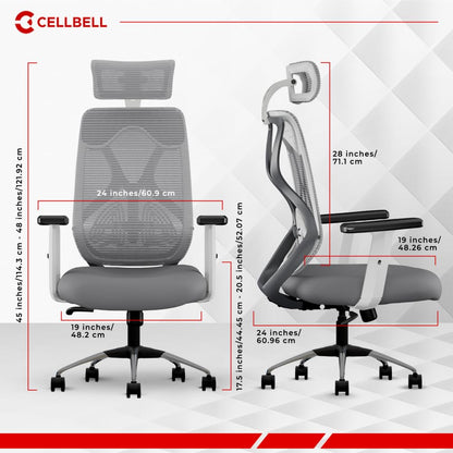 CELLBELL C190 Berlin Office Chair, High Back Mesh Ergonomic Home Office Desk Chair (Red - Black)