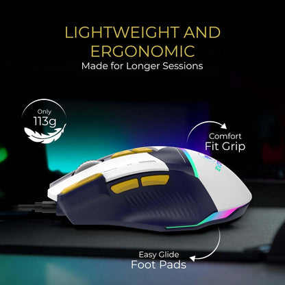 EvoFox Ultra Value Series Blaze Programmable Gaming Mouse |8 Fully Programmable Buttons| Ultra-responsive 7000fps | Gaming Grade Sensitive DPI Upto 12800 |RGB Lights with Music sync Mode | Windows Software