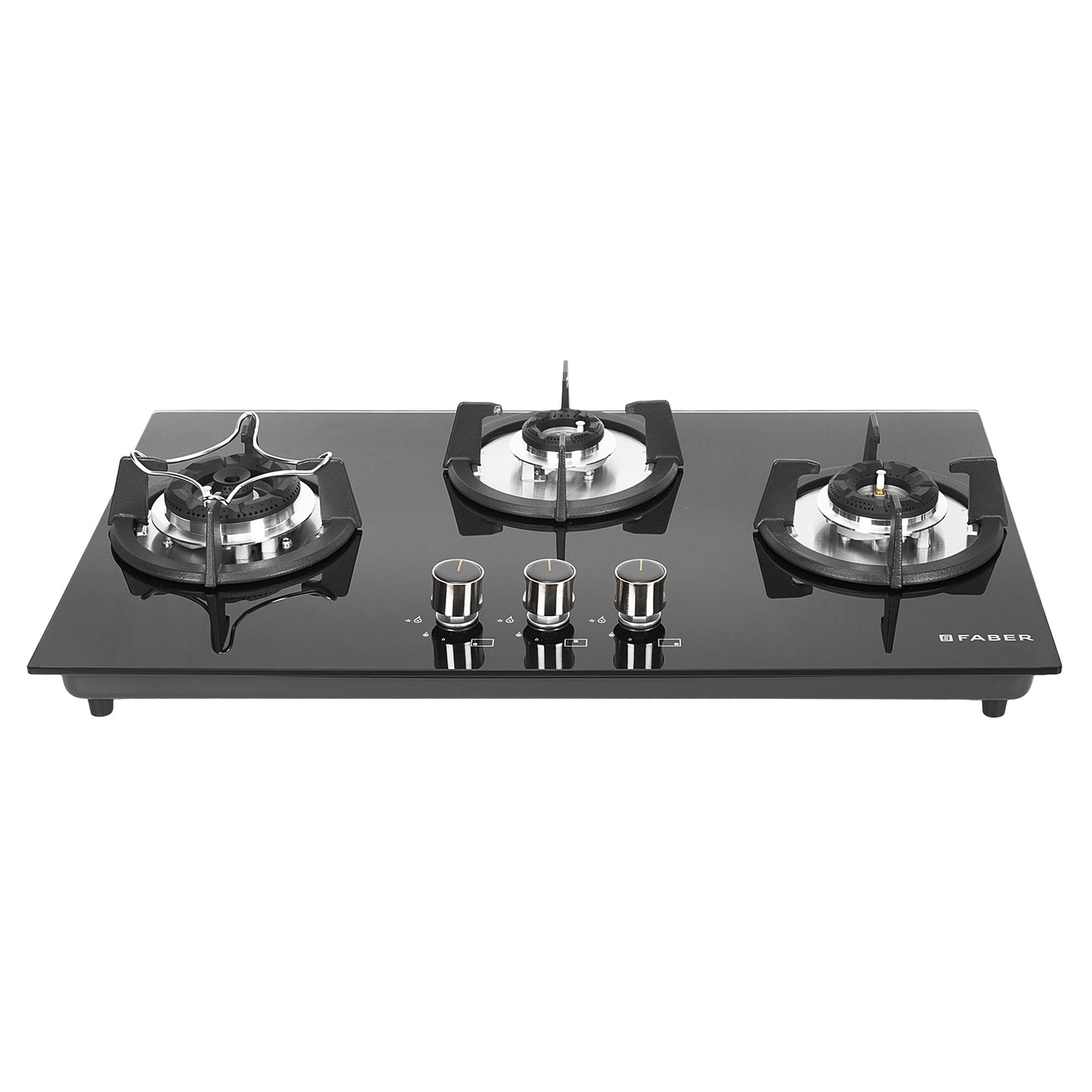 Faber Hob 4 Burner | Auto-Ignition | Spillage Proof | HOB SUPERIA HT764 BR AI | Concealed Chamber | Metal Knobs | Pan Support | Black Glass Finish |5 Yr Warranty on Burner & Glass | 1 Yr comprehensive