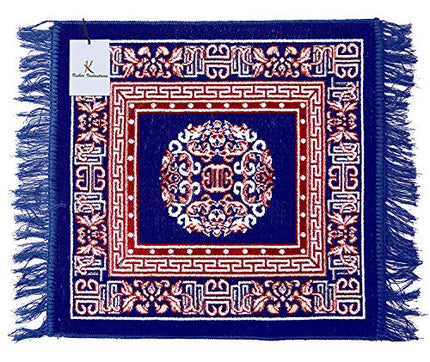 Kuber Industries 4 Pieces Velvet Prayer Mat/Aasan/Pooja Mat/Meditation Mat/Multipurpose Velvet Rug Mat 2 Ft X 2 Ft (Royal Blue) CTKTC33929