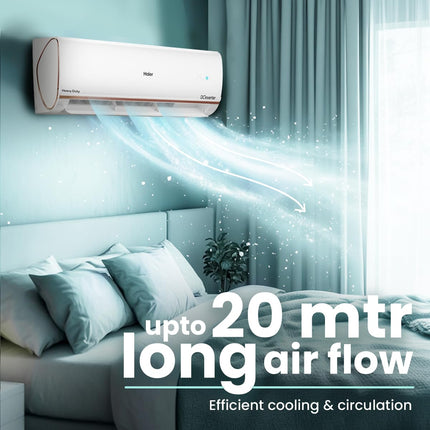 Haier 1 Ton 4 Star Smart Split AC (3470W, Copper, Wi-Fi, 4-Way Swing, 7 in 1 Convertible, Anti Bacterial Filter, Cools at 60°C Temp, 20 Mtr. Air Throw - HSU13K-PYFR4BN-INV, 2025 Model - White) 