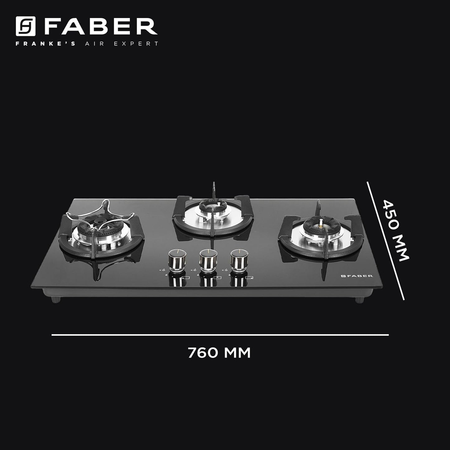 Faber Hob 4 Burner | Auto-Ignition | Spillage Proof | HOB SUPERIA HT764 BR AI | Concealed Chamber | Metal Knobs | Pan Support | Black Glass Finish |5 Yr Warranty on Burner & Glass | 1 Yr comprehensive