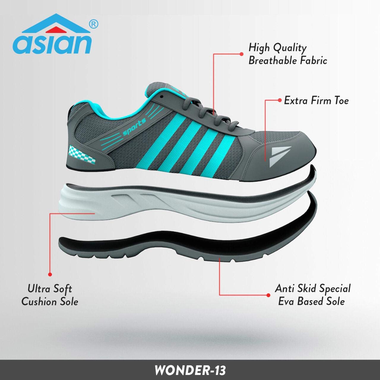 ASIAN Men's Wonder-13 Sports Running Shoes…