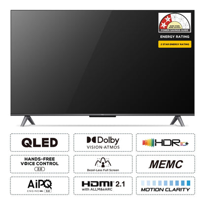 TCL 139 cm (55 inches) 4K Ultra HD Smart QLED Google TV 55C61B (Black)