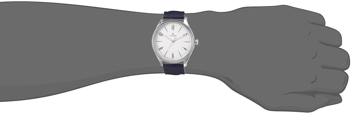 Titan Men's Minimalist Zen Analog Blue Watch: Sleek Leather Strap with Contrast Hands-1802SL02