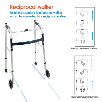 KosmoCare Upright Walker with 5" Castors| Height Adjustable Walker with Forearms |Folding walker for Elderly| Walking Aid| Walkers for Adults| Forearm Walker