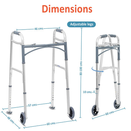 KosmoCare Deluxe Folding Walker with 5" castors 