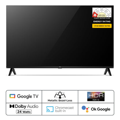 TCL 101 cm (40 inches) Metallic Bezel-Less Full HD Smart Android LED TV 40L4B (Black)