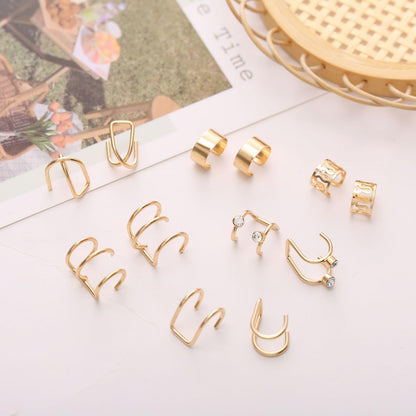 Shining Diva Fashion Latest Stylish 36 Pcs Combo Clip On Ear Cuff Earrings for Women Girls Men Punk Non-Piercing Cute Gold Silver Black Color Fake Cartilage Earrings