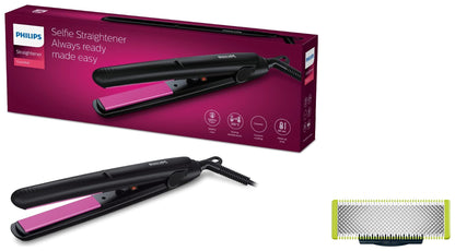 Philips Selfie Hair Straightener I Minimized Heat Damage with SilkPro Care I Ceramic Coated Plates I No.1 Preferred Hair Styling Appliance Brand I HP8302/06