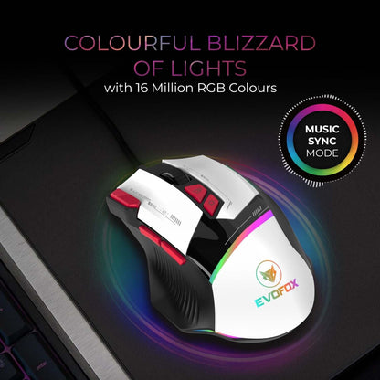 EvoFox Ultra Value Series Blaze Programmable Gaming Mouse |8 Fully Programmable Buttons| Ultra-responsive 7000fps | Gaming Grade Sensitive DPI Upto 12800 |RGB Lights with Music sync Mode | Windows Software