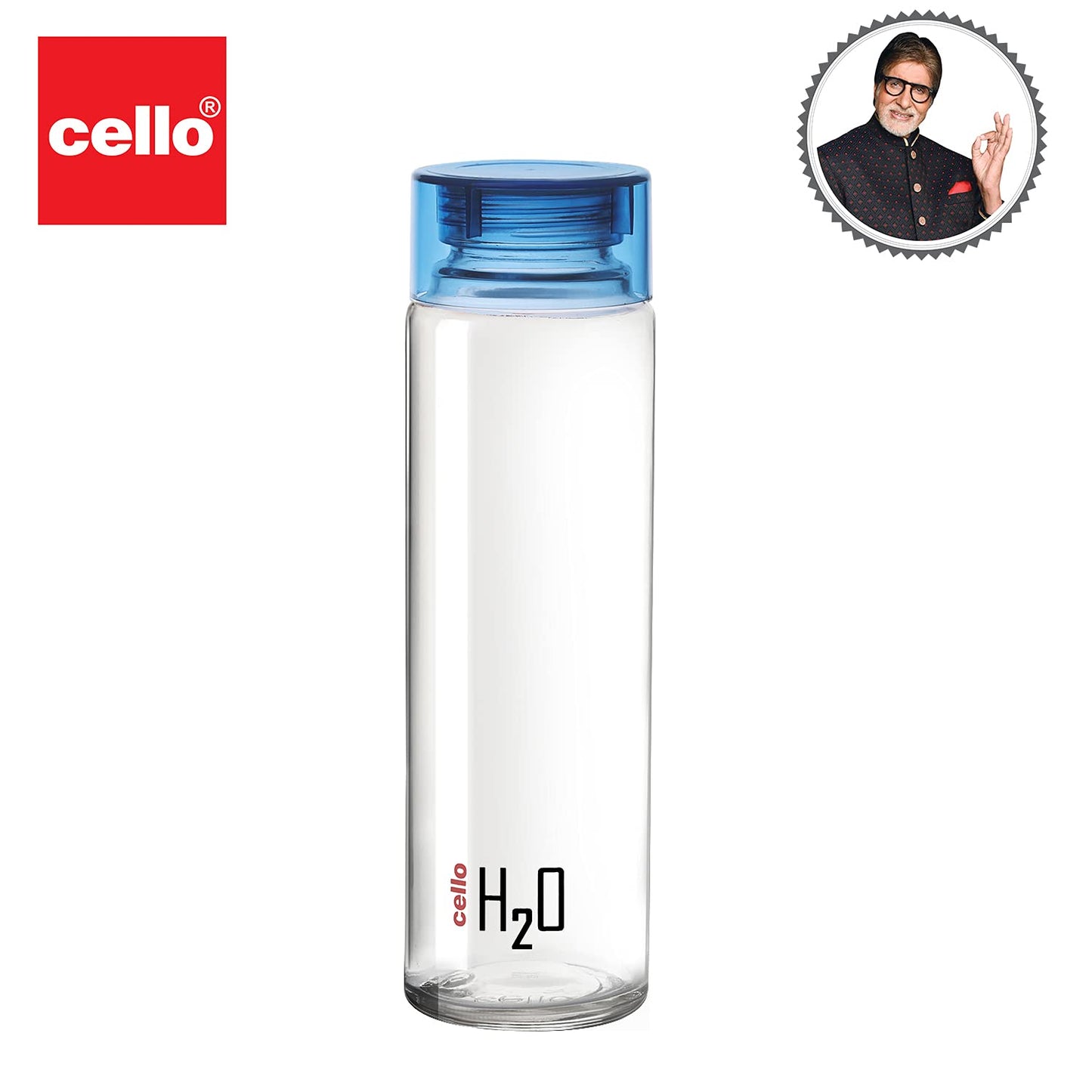 Cello H2O Glass Fridge Water Bottle with Plastic Cap | Leak Proof & Break-Proof | Wide Mouth & Easy to Clean | Best Usage for Office/School/College | 920ml | Red