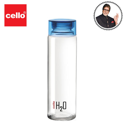 Cello H2O Glass Fridge Water Bottle with Plastic Cap | Leak Proof & Break-Proof | Wide Mouth & Easy to Clean | Best Usage for Office/School/College | 920ml | Red