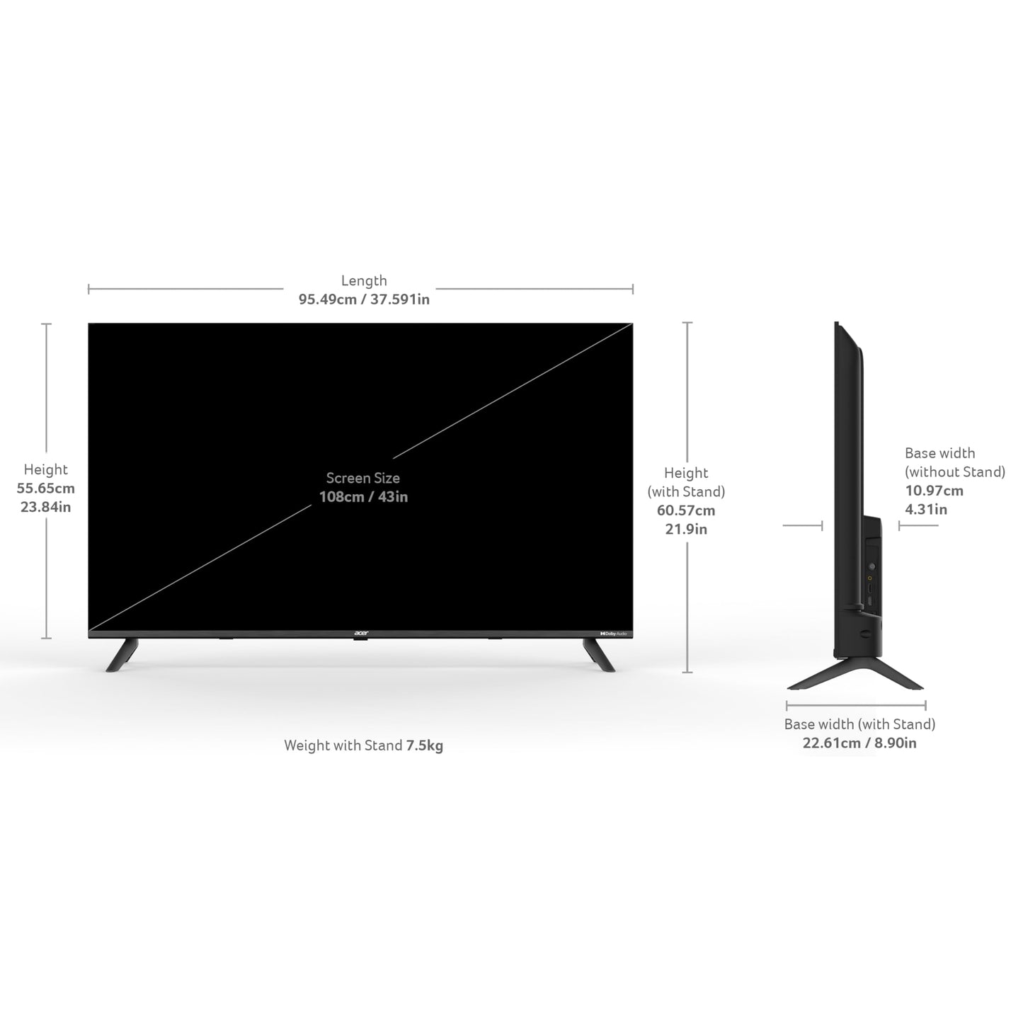 Acer 100 cm (40 inches) I Pro Series Full HD Smart LED Google TV AR40FDIGU2841AT (Black)