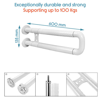 KosmoCare Stainless Steel Fixed Grab Bar with Anti-Slip Nylon Grip, Wall Mounted Fixed Grab Bar for Bathroom | Grab Bars for Toilet Senior Citizens | Toilet Grab bar for Elderly 