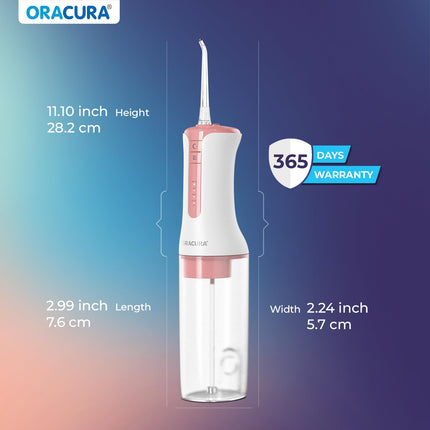 ORACURA® OC300 PRO Smart Pro Water Flosser® Blue | 365 Days Warranty | 4 Modes | Micro-Bubble Technology | 8 Nozzle Tip | 4 Vibrant Colours | 300ml Water Tank