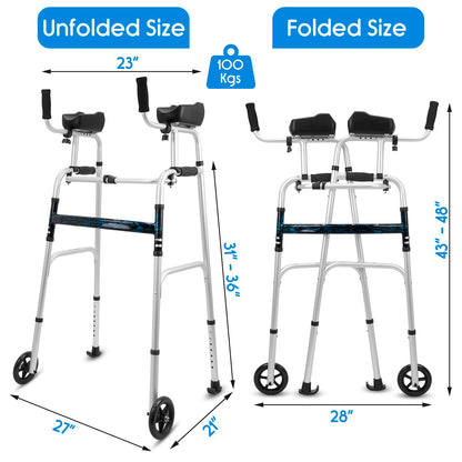 KosmoCare Upright Walker with 5" Castors| Height Adjustable Walker with Forearms |Folding walker for Elderly| Walking Aid| Walkers for Adults| Forearm Walker