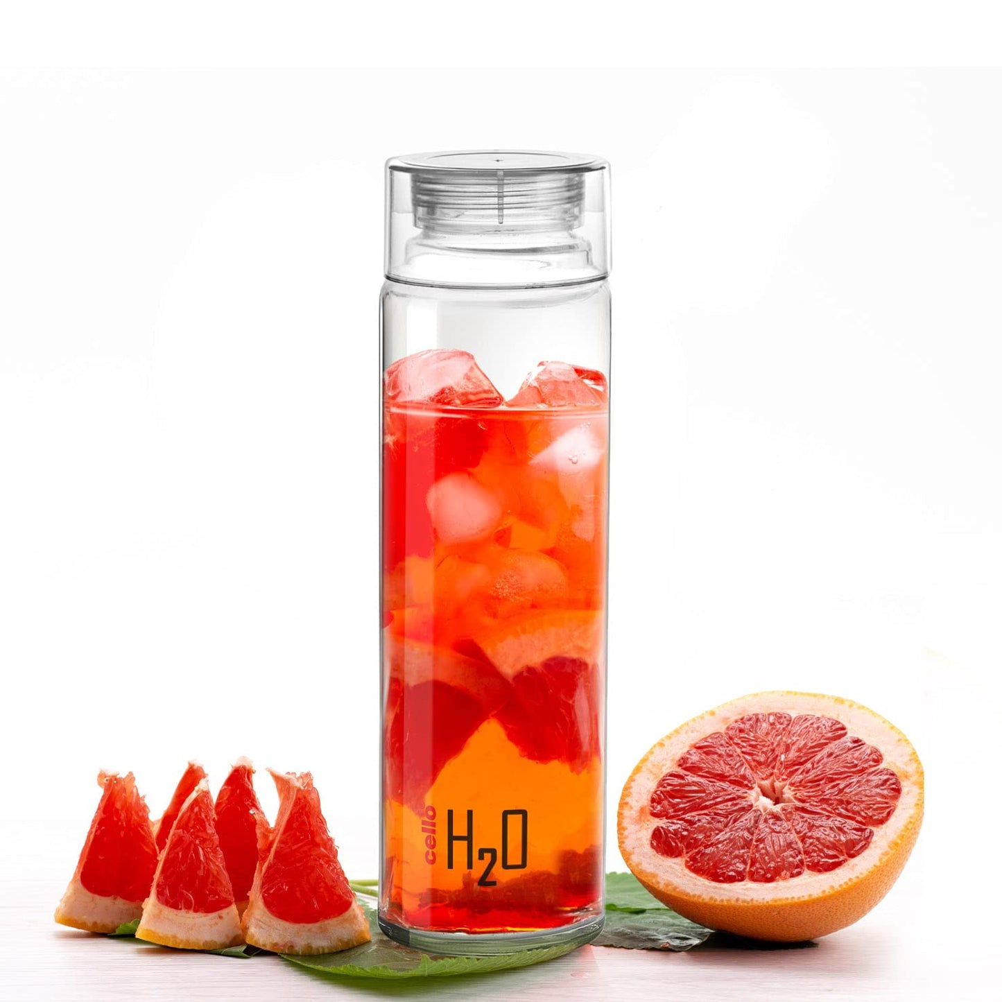 Cello H2O Glass Fridge Water Bottle with Plastic Cap | Leak Proof & Break-Proof | Wide Mouth & Easy to Clean | Best Usage for Office/School/College | 920ml | Red