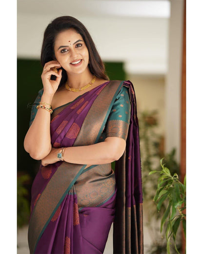 SGF11 Women's Kanjivaram Soft Lichi Silk Saree With Blouse Piece