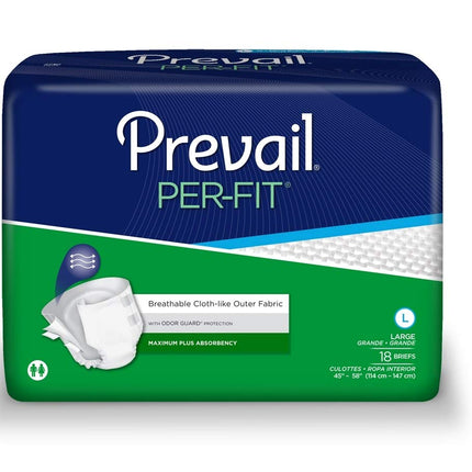 Prevail Per-Fit Adult Briefs, Large, 18-Count (Pack of 4)