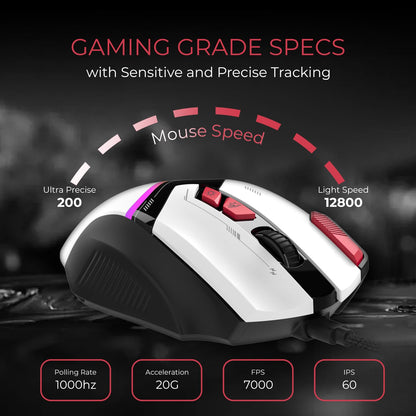 EvoFox Ultra Value Series Blaze Programmable Gaming Mouse |8 Fully Programmable Buttons| Ultra-responsive 7000fps | Gaming Grade Sensitive DPI Upto 12800 |RGB Lights with Music sync Mode | Windows Software