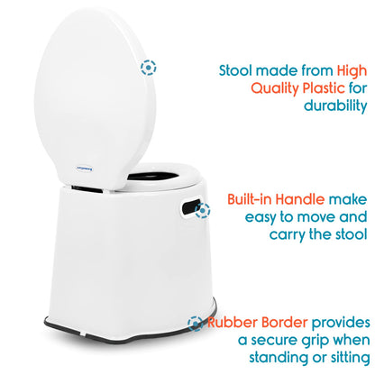 KosmoCare Plastic Portable Commode Toilet Stool, Commode Stool, Toilet Commode For Patients, Indian Commode Stool, Portable Toilet Seat For Adult, Kids & Handicap People, White