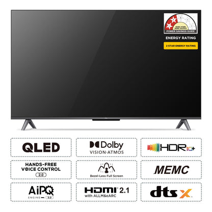 TCL 139 cm (55 inches) 4K Ultra HD Smart QLED Google TV 55C61B (Black)