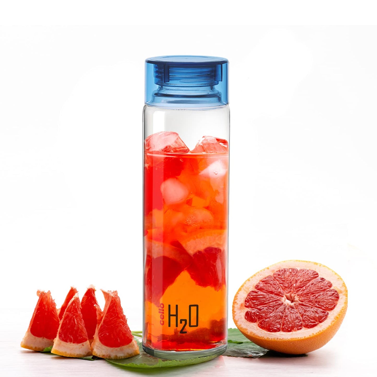 Cello H2O Glass Fridge Water Bottle with Plastic Cap | Leak Proof & Break-Proof | Wide Mouth & Easy to Clean | Best Usage for Office/School/College | 920ml | Red