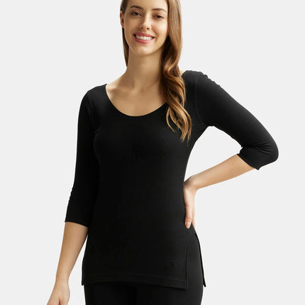 Jockey 2503 Women's Super Combed Cotton Rich Three Quarter Sleeve Thermal Tailored Fit Top with Stay Warm Technology