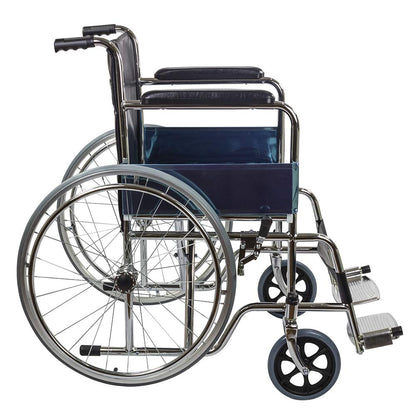 KosmoCare Dura Rexine Wheelchair | Self-Propelled & Attendant Use | Hammered Finish MS Frame | 24" Mag Wheels | Removable Footrests | Foldable Design | Comfortable Rexine Seat | Supports Up to 100 kg