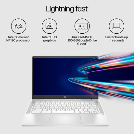 HP Chromebook X360,Intel Celeron N4120,14-Inch (35.6 Cm),Hd,4Gb Lpddr4,64Gb Emmc,Intel Uhd Graphics,Thin&Light,Dual Speakers,Brightview Display (Chrome 64,White,1.49 Kg),Ca0505Tu,Chrome OS 