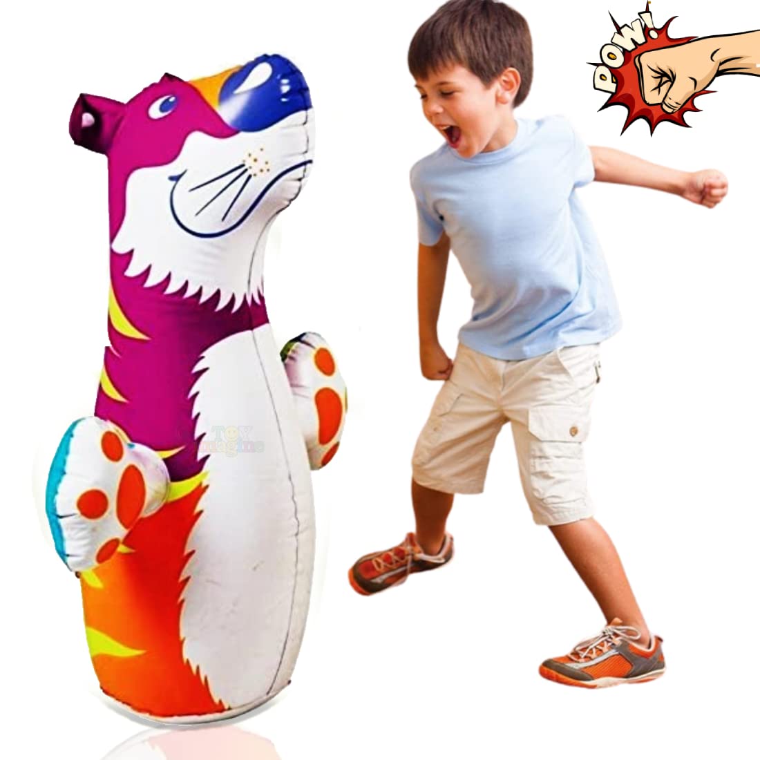 Toy Imagine™ Hit Me Toy 3-D Inflatable Animal Toy | Water Base and Air Base for Toddlers | PVC Punching Bag for Kids | Activity Toy for Kids Age 3 +. (Any One)