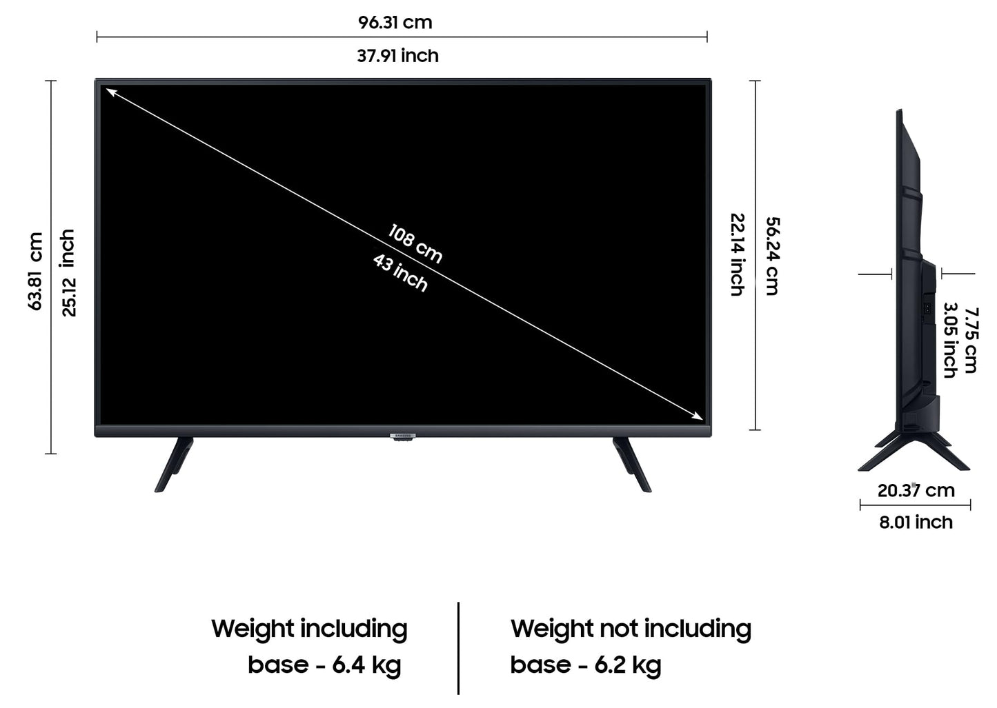 Samsung 108 cm (43 inches) Full HD Smart LED TV UA43T5450AKXXL (Black)