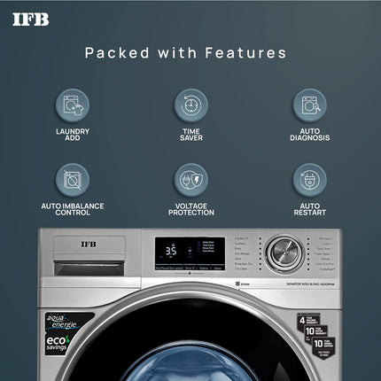 IFB 8 Kg 5 Star AI Powered Fully Automatic Front Load Washing Machine Steam Refresh (SENATOR WSS 8014, Silver, In-built Heater, 4 years Comprehensive Warranty) 